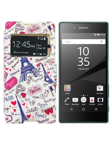 Funda libro soporte TPU Sony Xperia Z5 diseño Paris