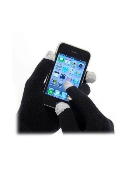 Guantes táctiles universales negros punta blanca tamaño mediano