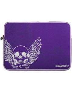 Bolsa maletín ordenador portátil 15,6" Glam Rox textil morada Calavera