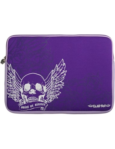 Bolsa maletín ordenador portátil 15,6" Glam Rox textil morada Calavera
