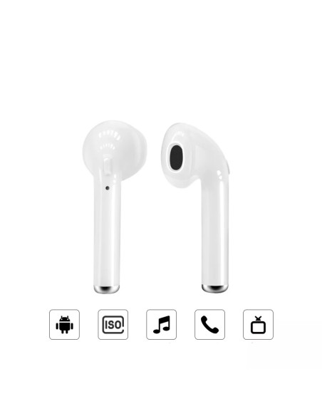 Auriculares manos libres estéreo Bluetooth i7 Mini TWS v5.0 blancos