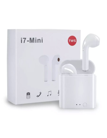 Auriculares manos libres estéreo Bluetooth i7 Mini TWS v5.0 blancos