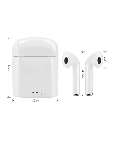 Auriculares manos libres estéreo Bluetooth i7 Mini TWS v5.0 blancos
