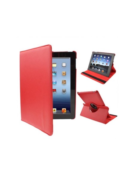 Funda soporte giratorio iPad 2 / iPad 3 / 4 polipiel roja