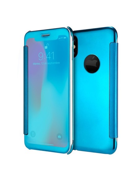 Funda libro soporte iPhone X / iPhone XS Clear View azul