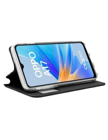 Funda libro soporte TPU Oppo A17 negra