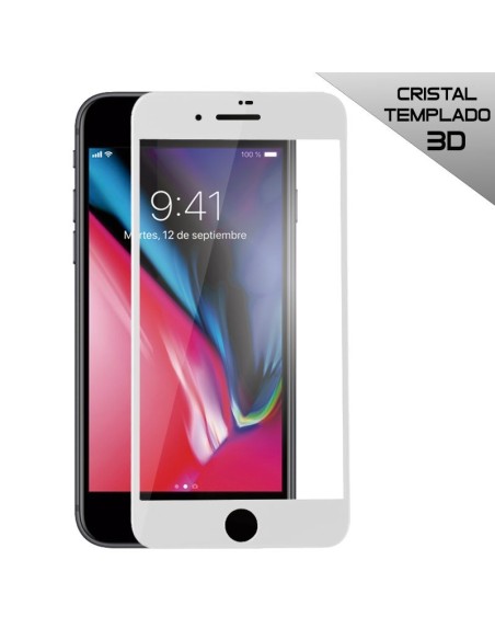 Protector pantalla vidrio templado iPhone 7 / iPhone 8 blanco (Pegado total 3D)