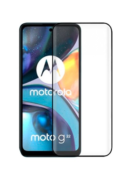 Protector pantalla vidrio templado Motorola Moto G22 negro (Pegado total 3D)