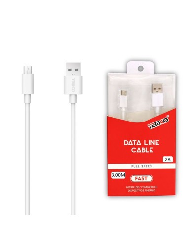 Cable USB a microUSB universal de carga y datos 3 metros blanco