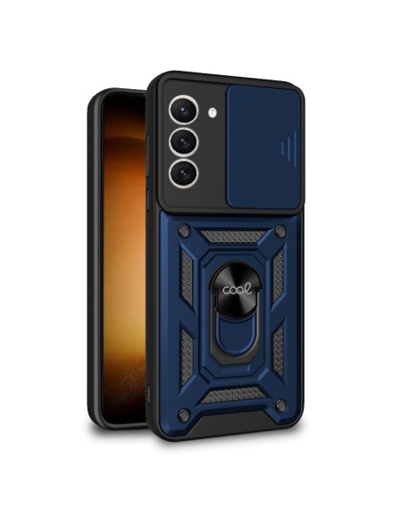 Carcasa reforzada cama TPU Samsung S911 Galaxy S23 anilla azul marino