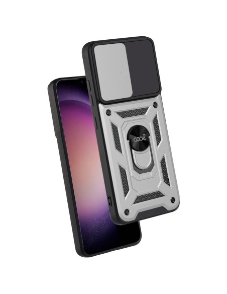 Carcasa reforzada cama TPU Samsung S916 Galaxy S23 Plus anilla plata