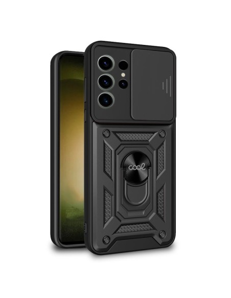 Carcasa reforzada cama TPU Samsung S918 Galaxy S23 Ultra anilla negra