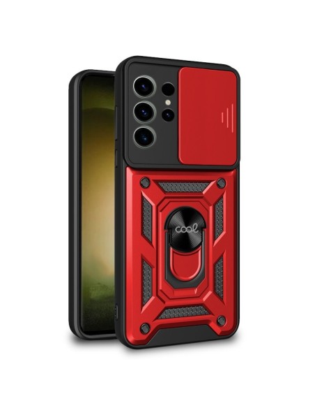 Carcasa reforzada cama TPU Samsung S918 Galaxy S23 Ultra anilla roja