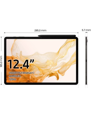 Tablet Wifi Samsung Galaxy Tab S8+ 12,4" 128GB / 8GB RAM gris grafito (Graphite Grey)