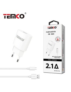 Cargador de red USB + cable tipo C universal 2,1 A juego 2 en 1 blanco