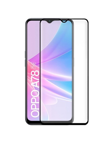 Protector pantalla vidrio templado Oppo A78 5G negro (Pegado total 3D)