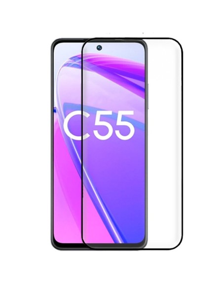 Protector vidrio templado Realme C55 / Oppo A98 5G / Vivo Y28 4G y 5G negro (Pegado total 3D)