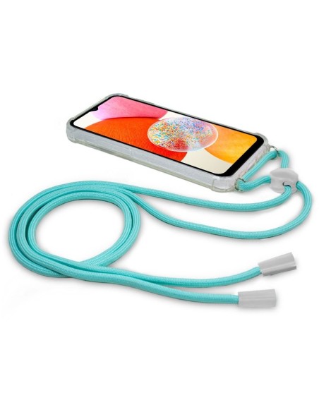 Carcasa TPU transparente Samsung A145 Galaxy A14 / A14 5G cordón celeste