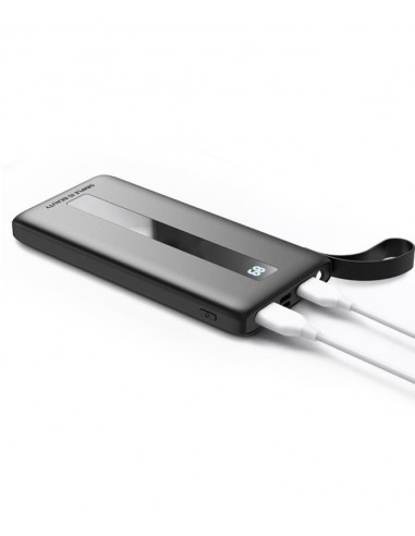 Batería externa universal 10.000 mAh doble toma USB y tipo C negra