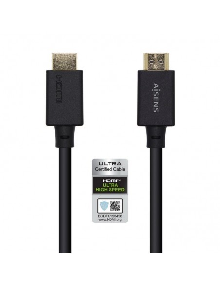 Cable HDMI macho a HDMI macho 2,1 certificado universal 8K (2 m) Aisens negro