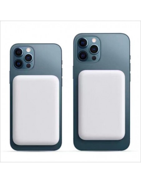 Batería externa universal magnética Power Bank Qi 5000 mAh blanca