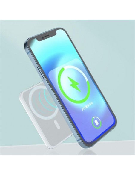 Batería externa universal magnética Power Bank Qi 5000 mAh blanca