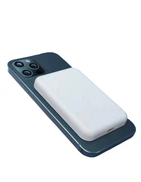 Batería externa universal magnética Power Bank Qi 5000 mAh blanca