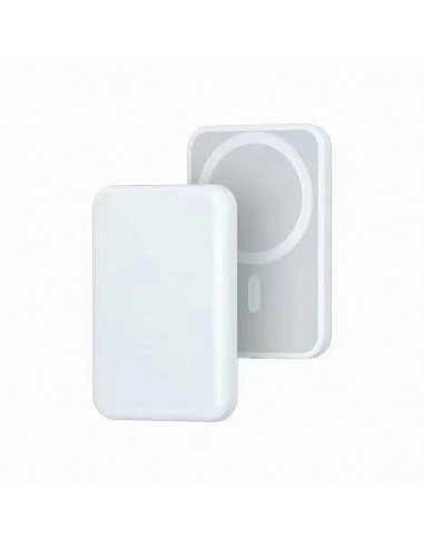Batería externa universal magnética Power Bank Qi 5000 mAh blanca