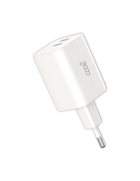 Cargador red universal carga rápida (PD) toble toma tipo C COOL (35W) blanco