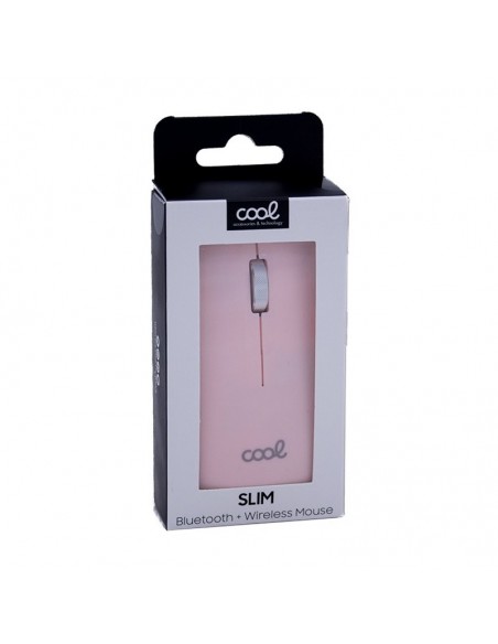 Ratón inalámbrico COOL Slim silencioso 2 en 1 (Bluetooth + Adap. USB) rosa