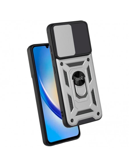 Carcasa reforzada cama TPU Samsung A346 Galaxy A34 5G anilla plata