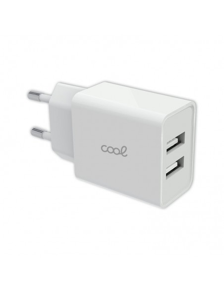 Cargador red universal doble toma USB COOL 2,4 Amperios blanco