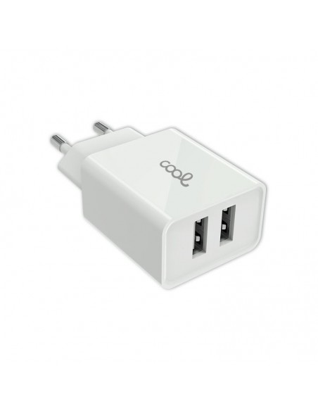 Cargador red universal doble toma USB COOL 2,4 Amperios blanco