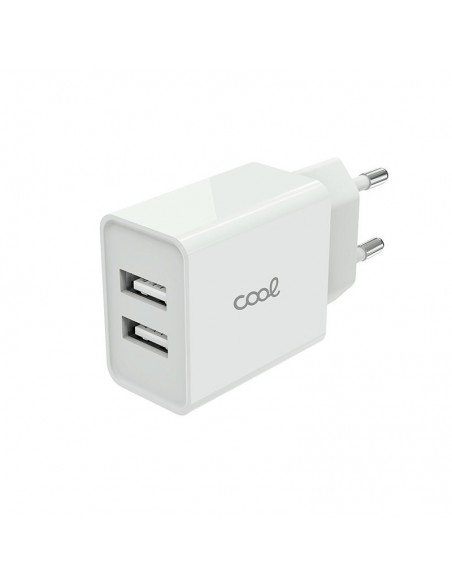 Cargador red universal doble toma USB COOL 2,4 Amperios blanco
