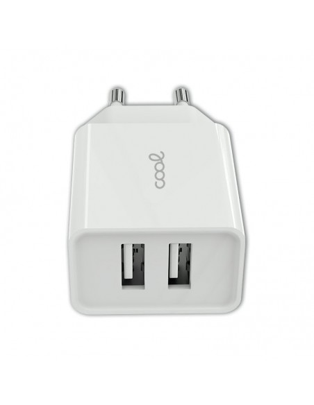 Cargador red universal doble toma USB COOL 2,4 Amperios blanco