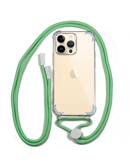 Carcasa TPU transparente iPhone 14 Pro Max cordón verde