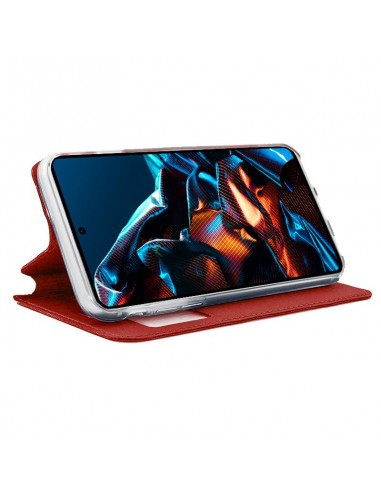 Funda libro soporte TPU Poco X5 Pro 5G roja