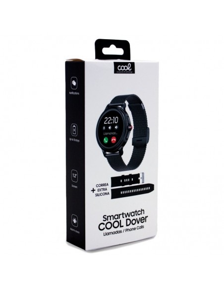 Reloj Smartwatch COOL Dover negro (Llamadas, Salud, Deporte, correas de metal y silicona)