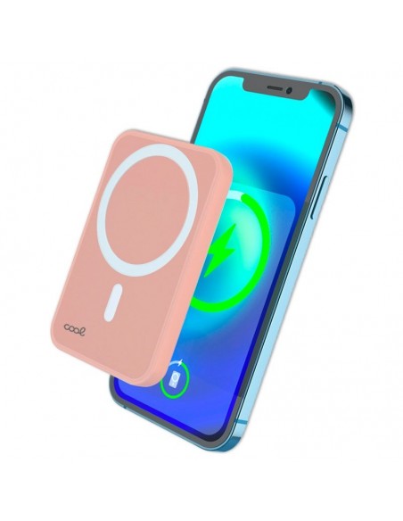 Bateria externa universal magnética Power Bank Qi 5000 mAh COOL rosa