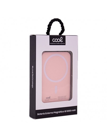 Bateria externa universal magnética Power Bank Qi 5000 mAh COOL rosa