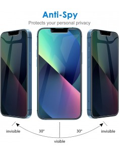 Protector pantalla vidrio templado privacidad iPhone 13 / 13 Pro negro (Pegado total 3D) 2