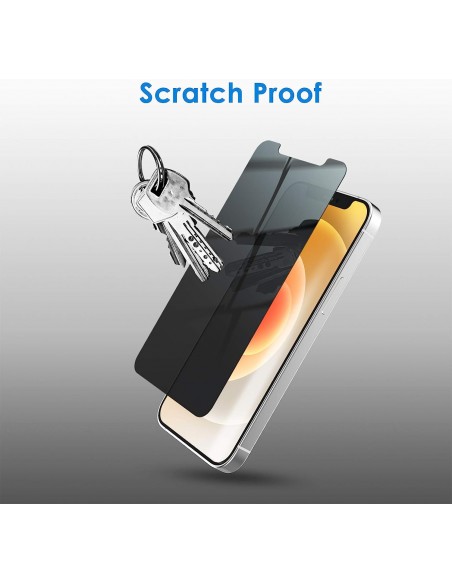 Protector pantalla vidrio templado privacidad iPhone 12 / 12 Pro negro (Pegado total 3D)