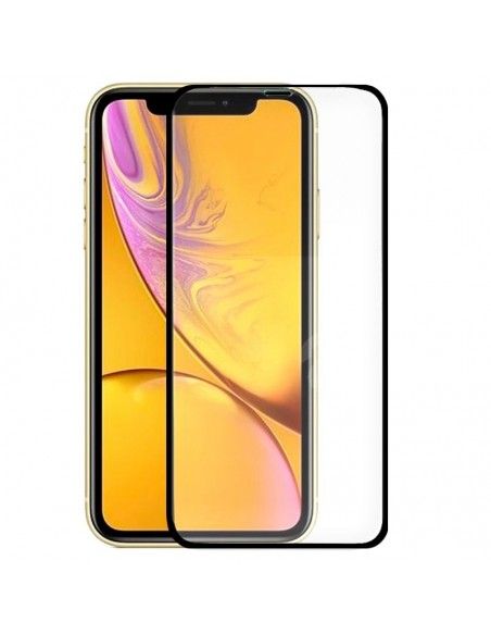 Protector pantalla vidrio templado privacidad iPhone XR / iPhone 11 negro (Pegado total 3D)