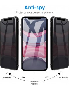 Protector pantalla vidrio templado privacidad iPhone XR / iPhone 11 negro (Pegado total 3D) 2