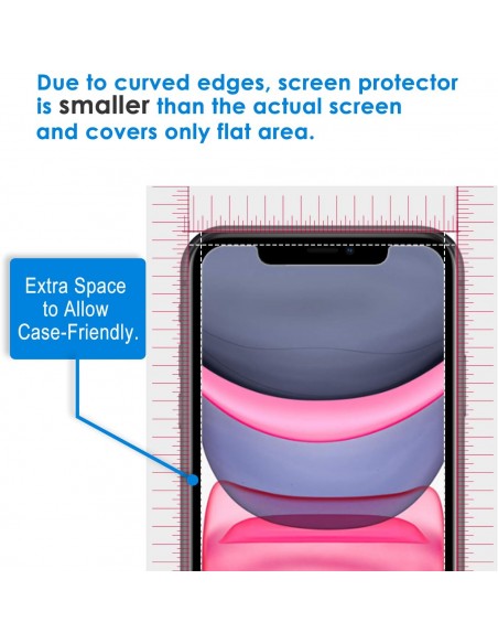 Protector pantalla vidrio templado privacidad iPhone XR / iPhone 11 negro (Pegado total 3D)