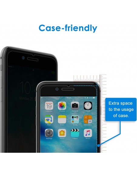 Protector pantalla vidrio templado privacidad iPhone 7 / 8 / iPhone SE 2020/2022 negro (Pegado total 3D)