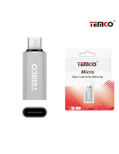 Adaptador conector USB tipo C hembra a microUSB macho universal plata