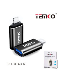 Adaptador conector USB hembra a lightning macho compatible universal negro