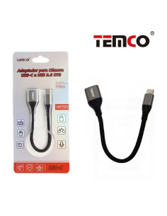 Cable adaptador USB tipo A hembra a USB tipo C macho compatible universal negro y plata