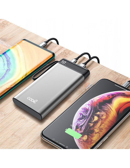 Bateria externa universal Power Bank 10.000 mAh COOL (3A / 20W PD) plata
